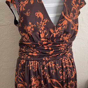 Kay Unger Gathered Waist Brown Dress Size 6